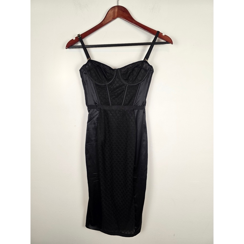 VS Archives Victoria's‎ Secret Monogram Black Lace Bustier Corset Dress XS Party